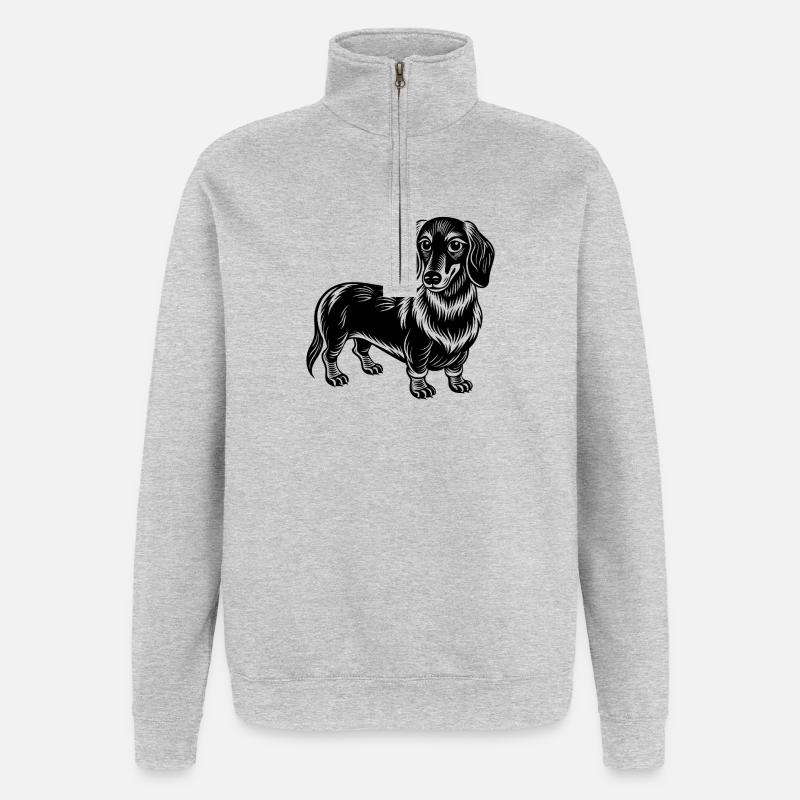 Teckel - Sweat à zip 1/4 - gris chiné