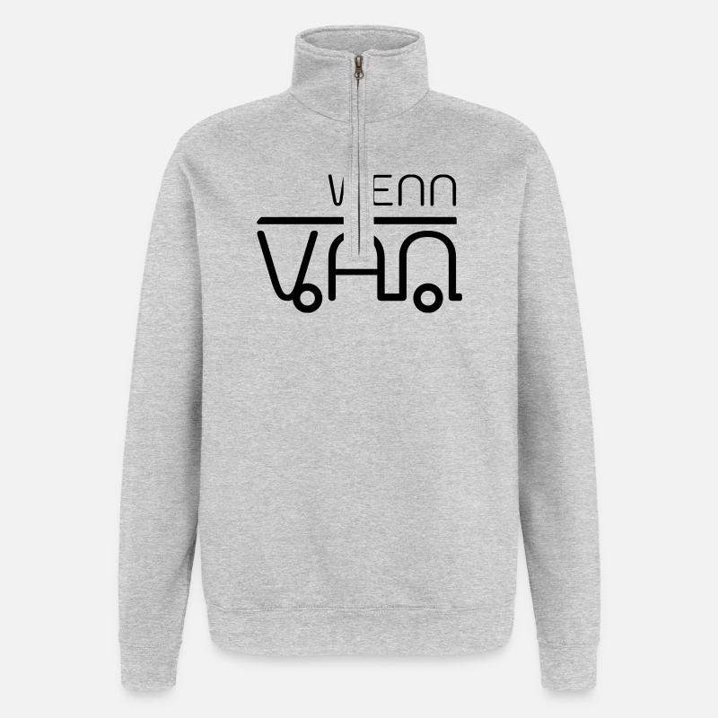 Wenn dann Van! Vanlife - Quarter-Zip-Sweatshirt - Grau meliert