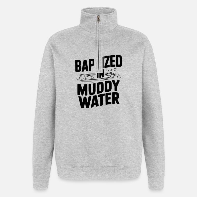 Baptisé dans des eaux boueuses - Sweat à zip 1/4 - gris chiné