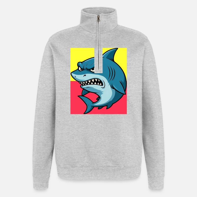 Requin - Sweat à zip 1/4 - gris chiné