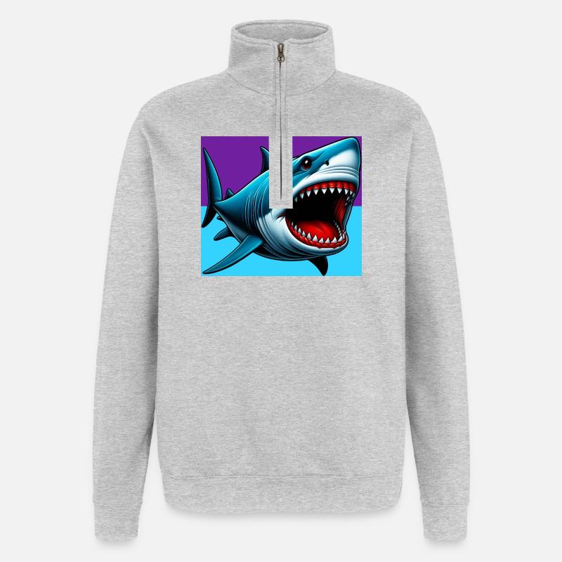 Requin - Sweat à zip 1/4 - gris chiné