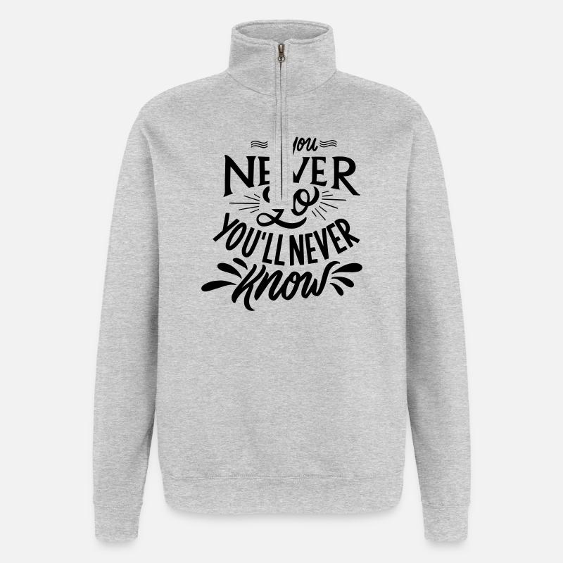 Sentence positive - Sweat à zip 1/4 - gris chiné