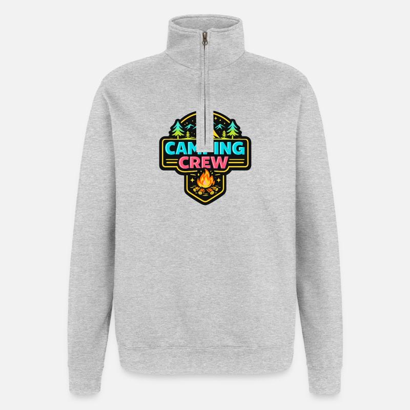 Camping Crew Abzeichen Neon - Quarter-Zip-Sweatshirt - Grau meliert
