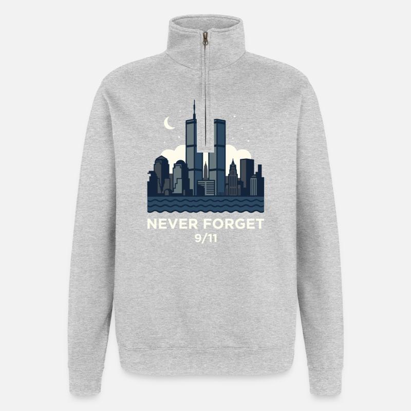 Never Forget 9/11 Skyline Night - Quarter-Zip Sweatshirt - heather grey