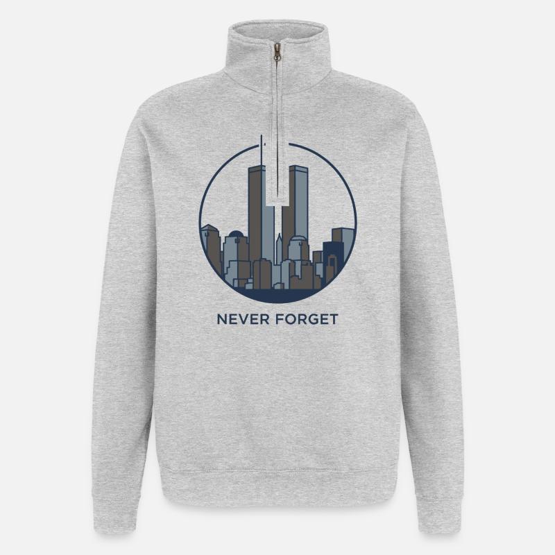 Never Forget Skyline Erinnerung - Quarter-Zip-Sweatshirt - Grau meliert