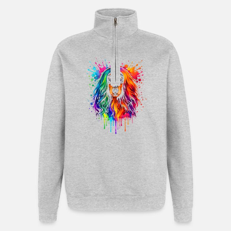Afghan Hound | Windhund Pop Art - Quarter-Zip-Sweatshirt - Grau meliert