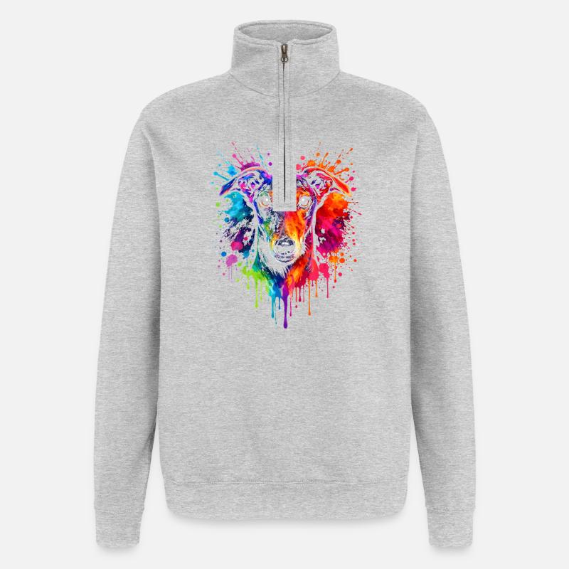 Lévrier | Greyhound Pop Art - Sweat à zip 1/4 - gris chiné