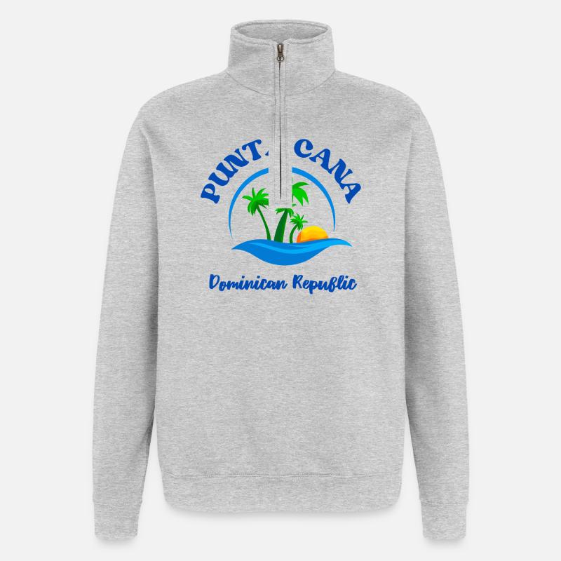 Plage de Punta Cana - Sweat à zip 1/4 - gris chiné