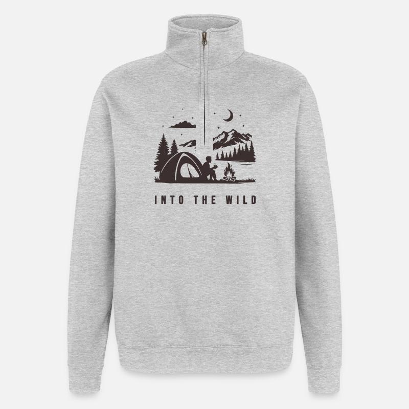 Dans les nuits du désert - Sweat à zip 1/4 - gris chiné