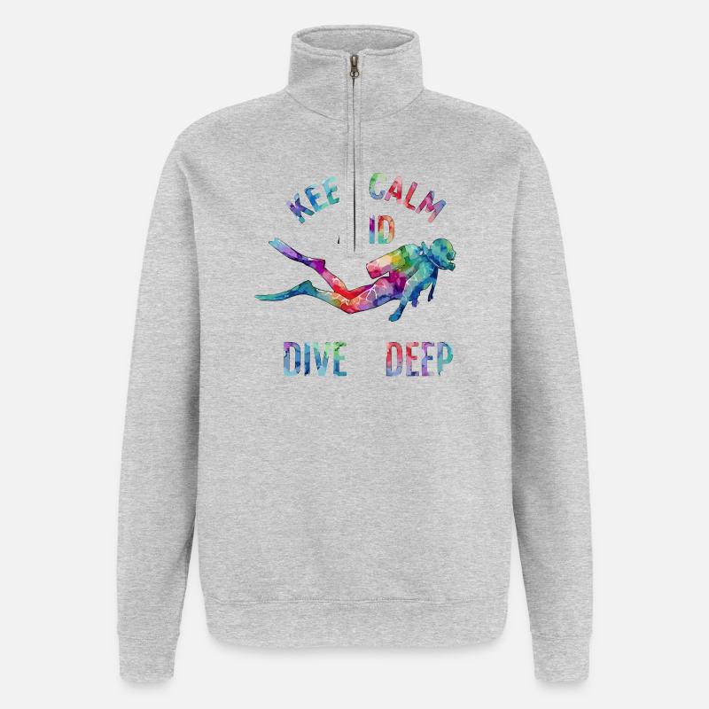 Diction colorée de plongée - Sweat à zip 1/4 - gris chiné