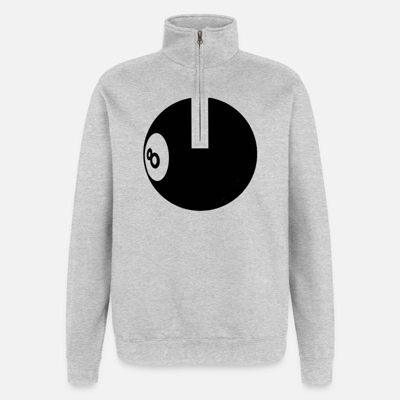 Billardkugel Nummer 8 Pool - Illustration - Quarter-Zip-Sweatshirt - Grau meliert