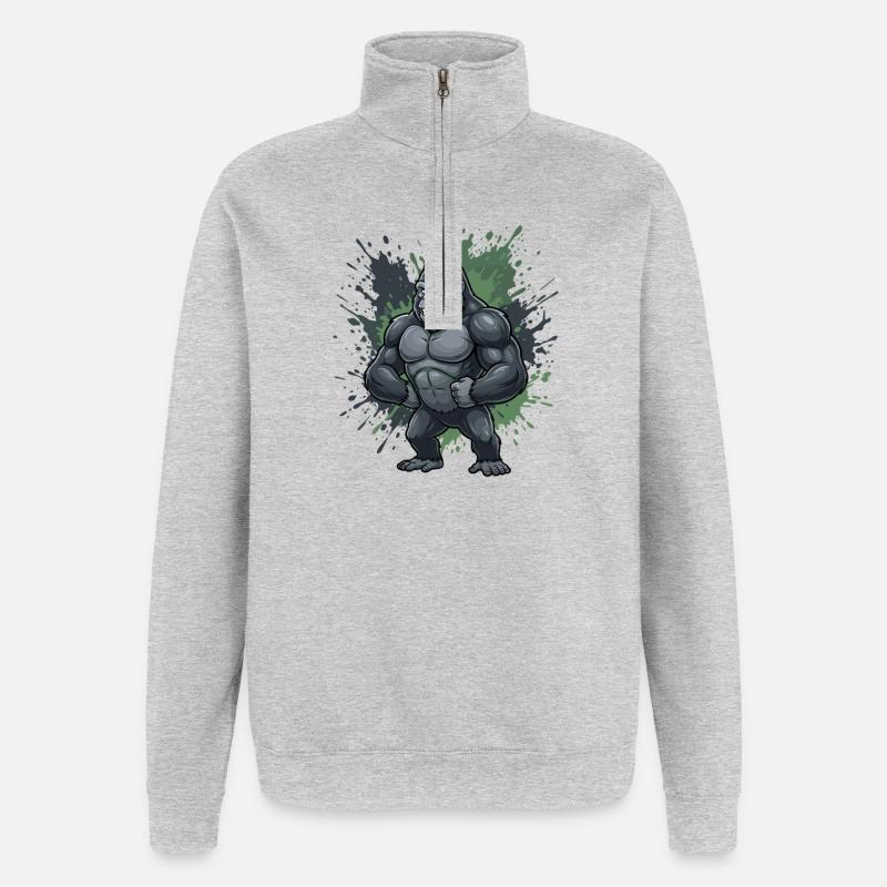 Kraftgorilla Spritzer-Style - Quarter-Zip Sweatshirt - heather grey