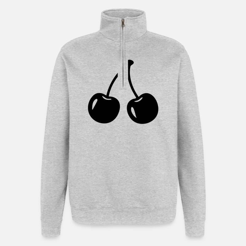 Kirsch-Silhouette – Süßes Fruchtdesign - Quarter-Zip-Sweatshirt - Grau meliert