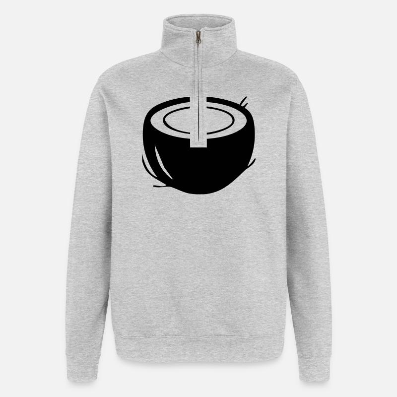 Coconut Silhouette – Tropical Paradise Design - Sweat à zip 1/4 - gris chiné