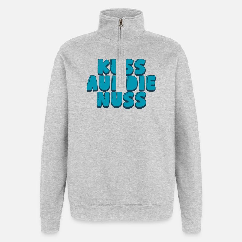 Kuss auf die Nuss - Quarter-Zip-Sweatshirt - Grau meliert
