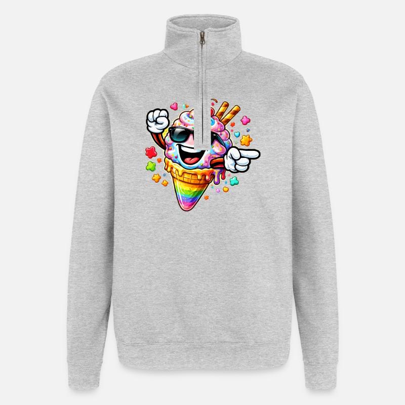 Glace avec lunettes de soleil - Sweat à zip 1/4 - gris chiné