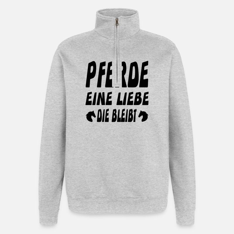 Pferde - Quarter-Zip-Sweatshirt - Grau meliert