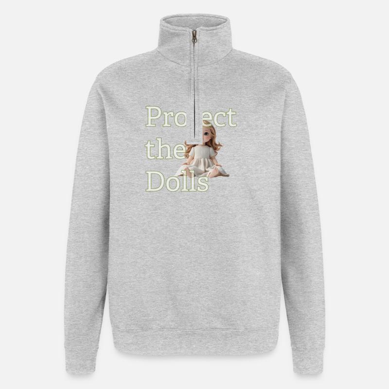 Cute Doll Looking Up – Minimal Design - Quarter-Zip-Sweatshirt - Grau meliert