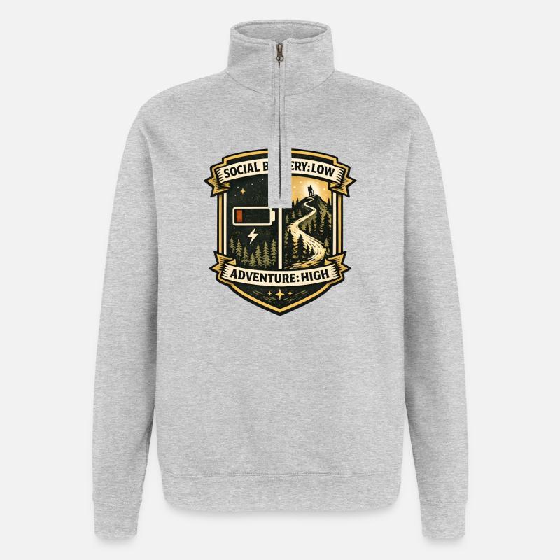 Batterie sociale vide | Lycée d’Aventure - Sweat à zip 1/4 - gris chiné