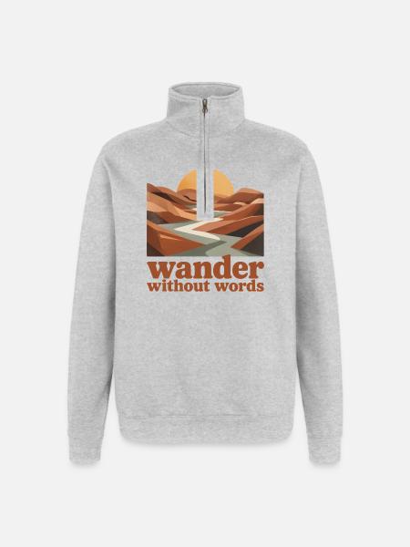 Hiking without words | Introvert Travel - Quarter-Zip Sweatshirt - heather grey