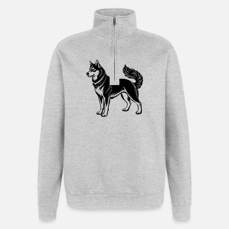 Schlittenhund - Quarter-Zip-Sweatshirt - Grau meliert