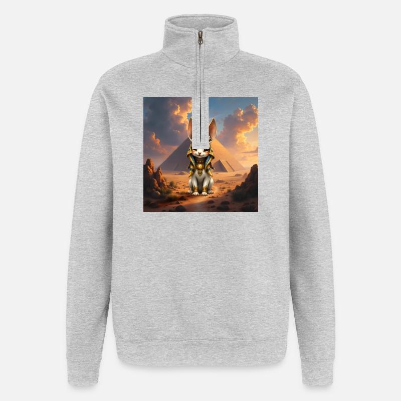 Lapin égyptien dans la pyramide - Sweat à zip 1/4 - gris chiné