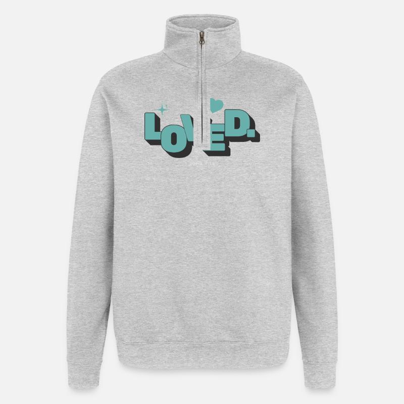 Loved 1 Johannes 4:16 Christlicher Glaube - Quarter-Zip-Sweatshirt - Grau meliert