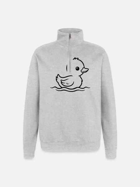 Baby Duck Swimming – Black & White - Quarter-Zip Sweatshirt - heather grey