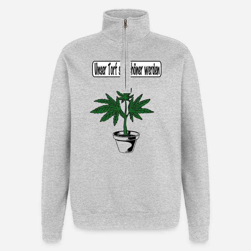 Conception du cannabis - Sweat à zip 1/4 - gris chiné