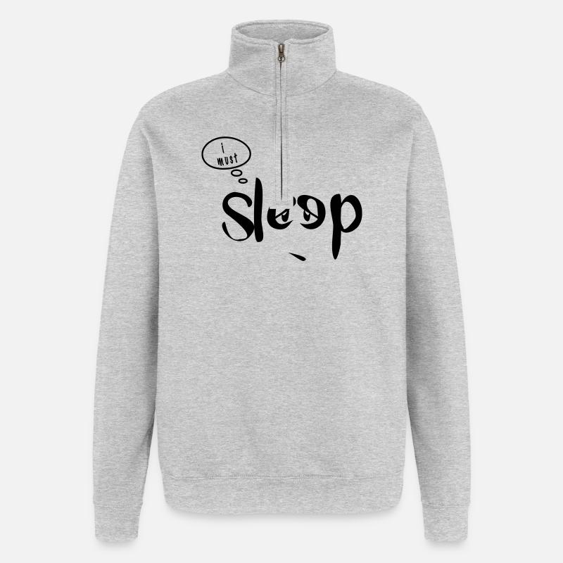 J’ai tellement sommeil - Sweat à zip 1/4 - gris chiné