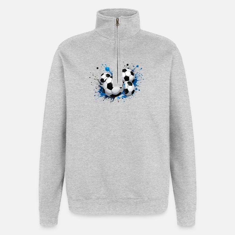 Fodbolddesign til en stor begivenhed - Sweatshirt med 1/4 lynlås - grå meleret