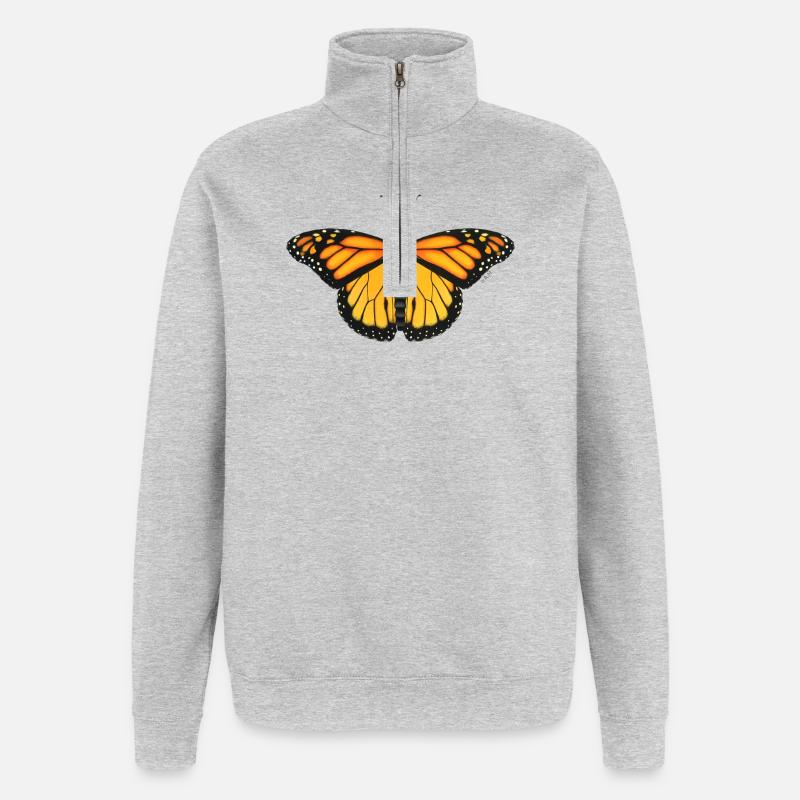 Ailes de soleil du papillon monarque - Sweat à zip 1/4 - gris chiné