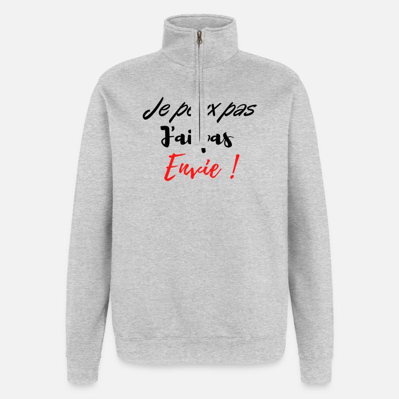 je peux pas j'ai pas envie ! - Sweat à zip 1/4 - gris chiné