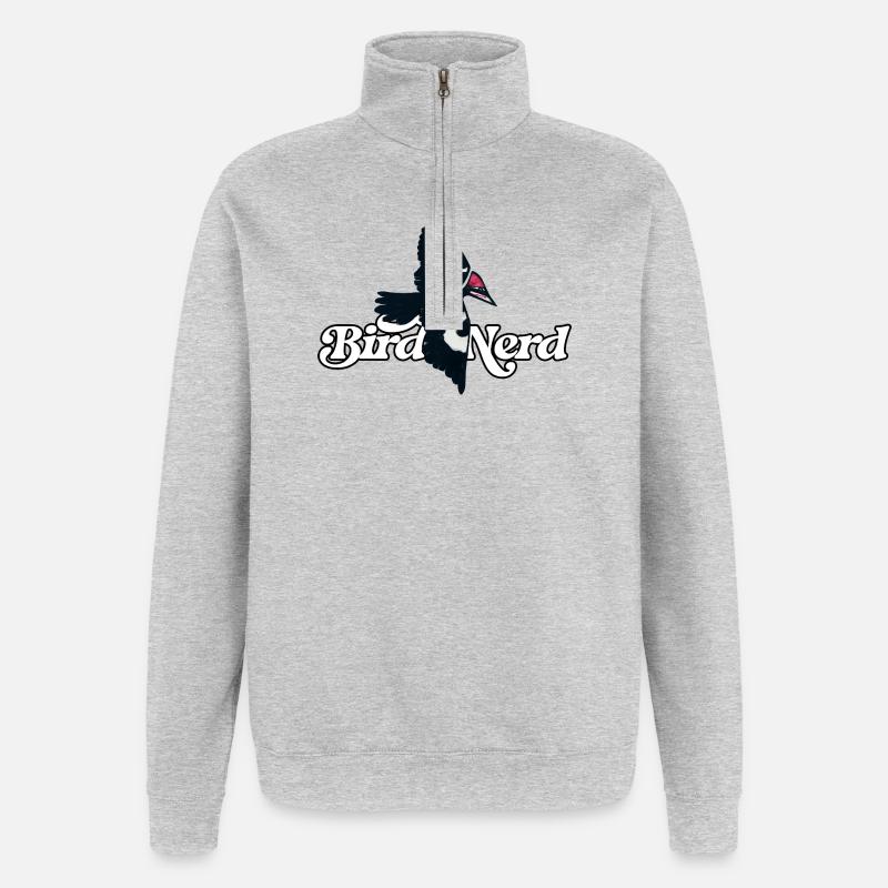 Bird Nerd Logo Tee - Quarter-Zip Sweatshirt - heather grey
