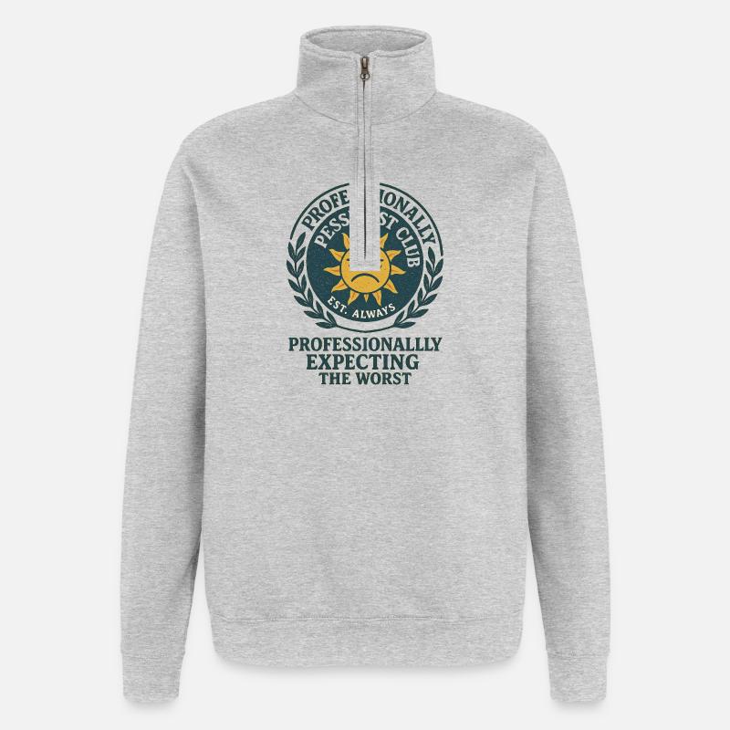 Skeptische Sonne Spruch - Quarter-Zip-Sweatshirt - Grau meliert