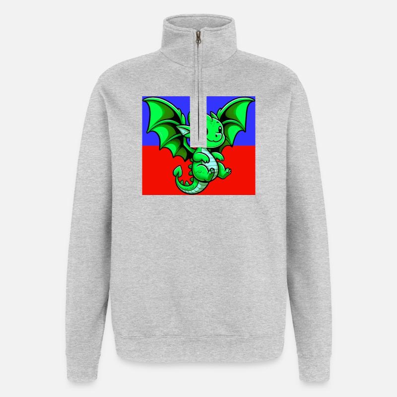 Drache - Quarter-Zip-Sweatshirt - Grau meliert