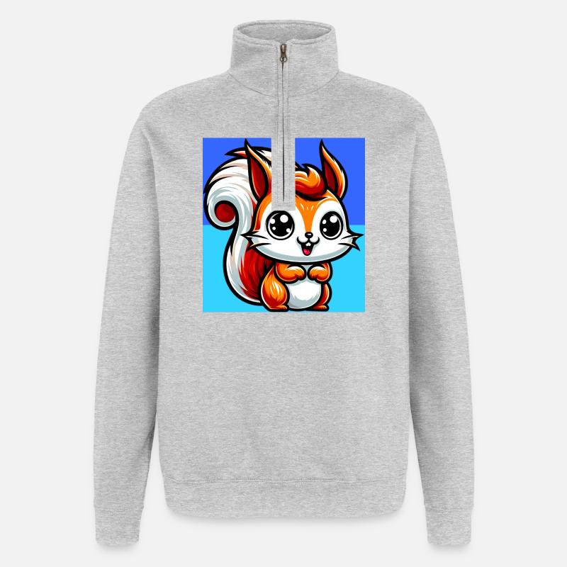 écureuil - Sweat à zip 1/4 - gris chiné