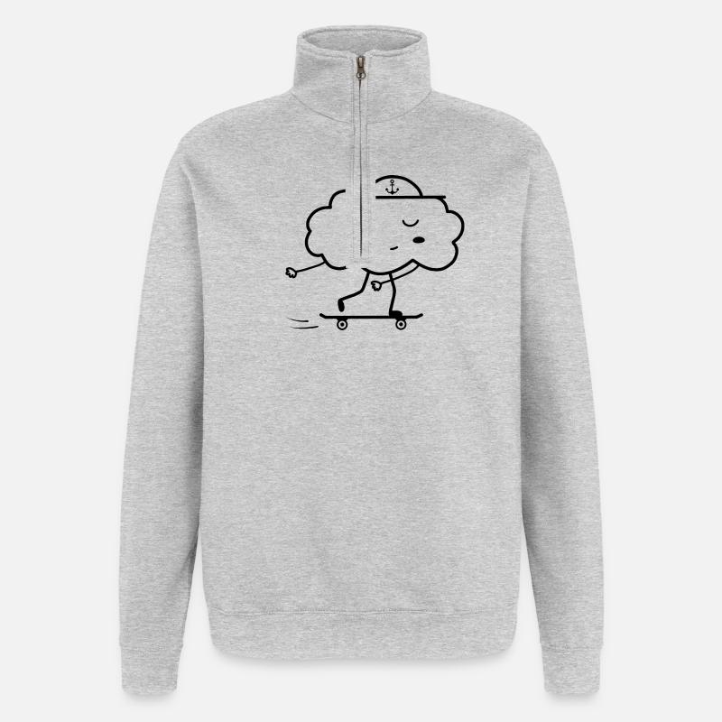 Skater Cloud – Ankerkappe - Quarter-Zip-Sweatshirt - Grau meliert