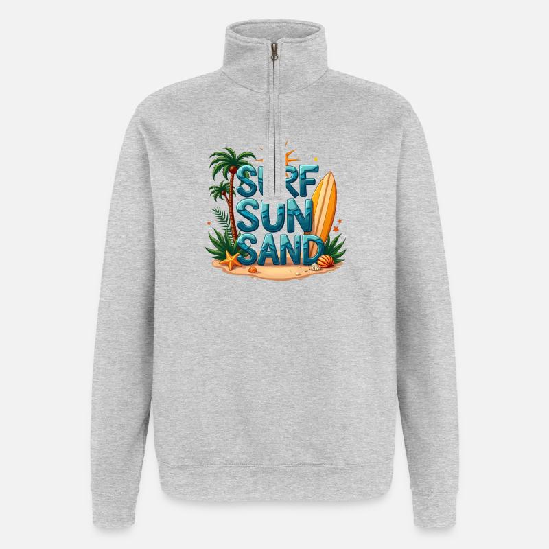 Surfen Sonne Sand Strand Design - Quarter-Zip-Sweatshirt - Grau meliert