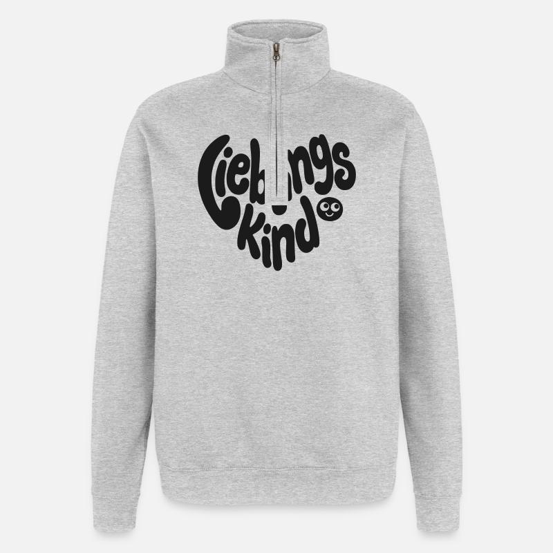Lieblingskind Herz Typo - Quarter-Zip-Sweatshirt - Grau meliert