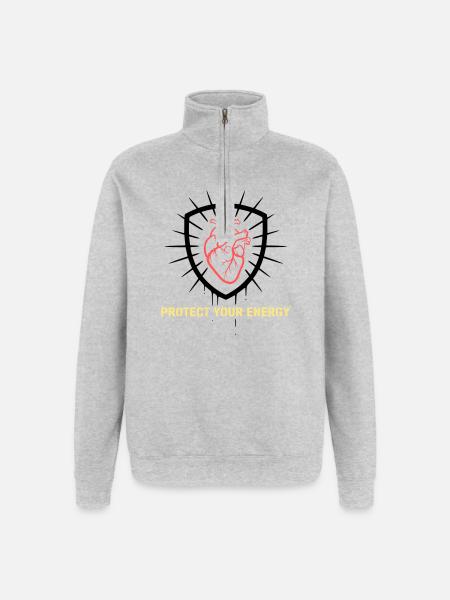 Protect Energy Heart Shield - Quarter-Zip Sweatshirt - heather grey