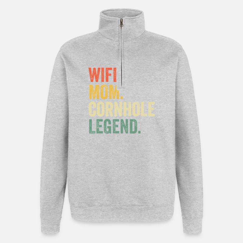 Ehefrau-Mama Cornhole-Legende - Quarter-Zip-Sweatshirt - Grau meliert