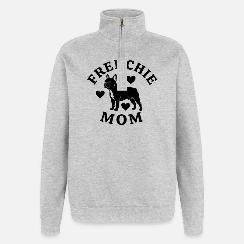 Frenchie_MomFrenchie Maman - Sweat à zip 1/4 - gris chiné