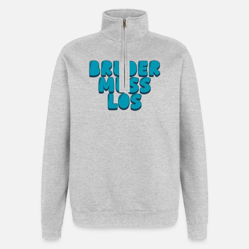 Bruder muss los - Quarter-Zip-Sweatshirt - Grau meliert