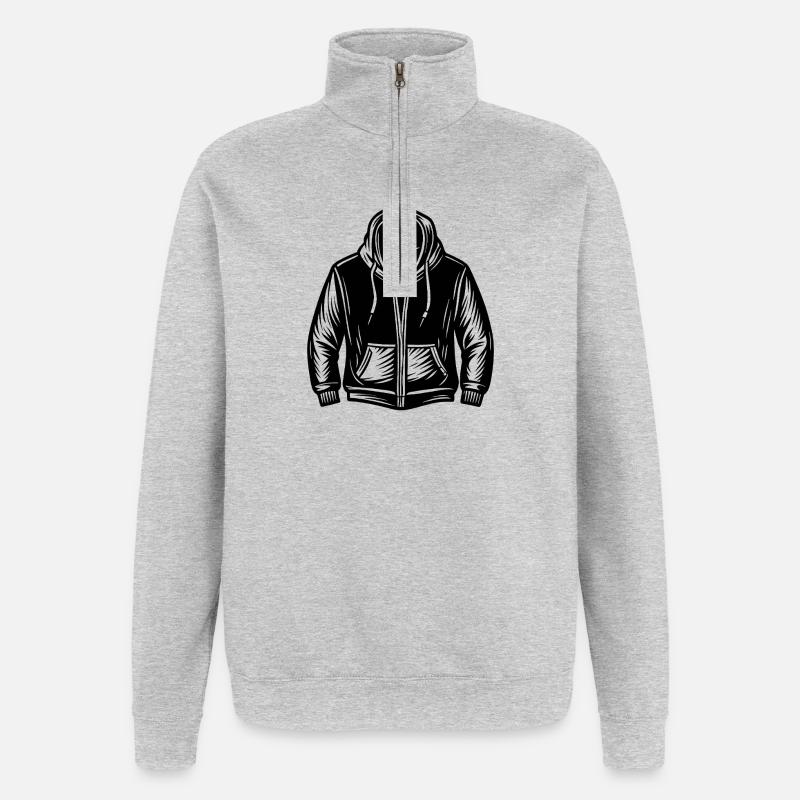 Kapuzenpullover - Quarter-Zip-Sweatshirt - Grau meliert