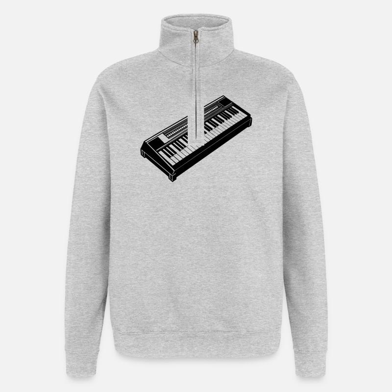 Electronic Keyboard - Quarter-Zip Sweatshirt - heather grey