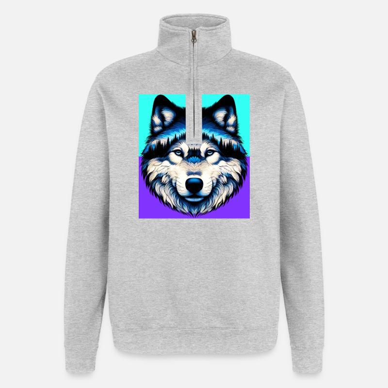 Wolf - Quarter-Zip Sweatshirt - heather grey