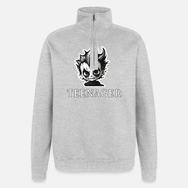 Adolescent de mauvaise humeur - Sweat à zip 1/4 - gris chiné