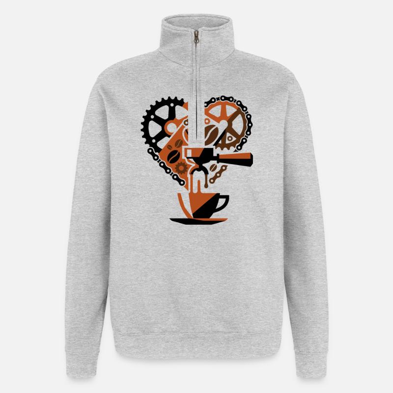 Steampunk-Kaffee-Kreislauf-Gedankenlandschaft - Quarter-Zip-Sweatshirt - Grau meliert