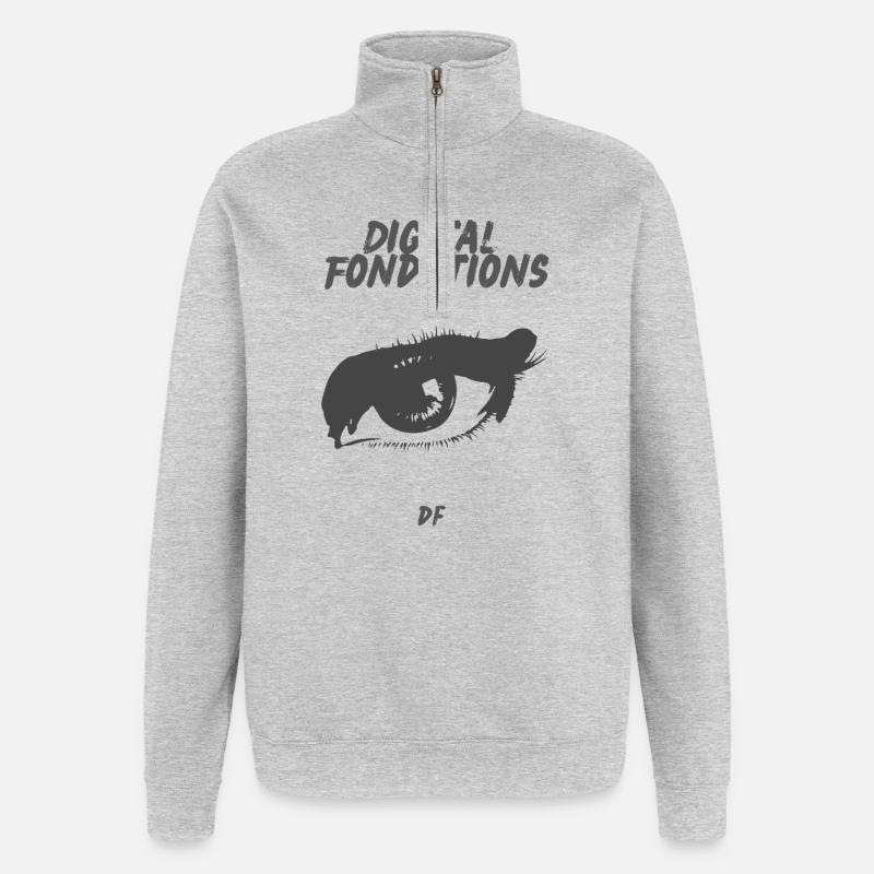 df - Sweat à zip 1/4 - gris chiné